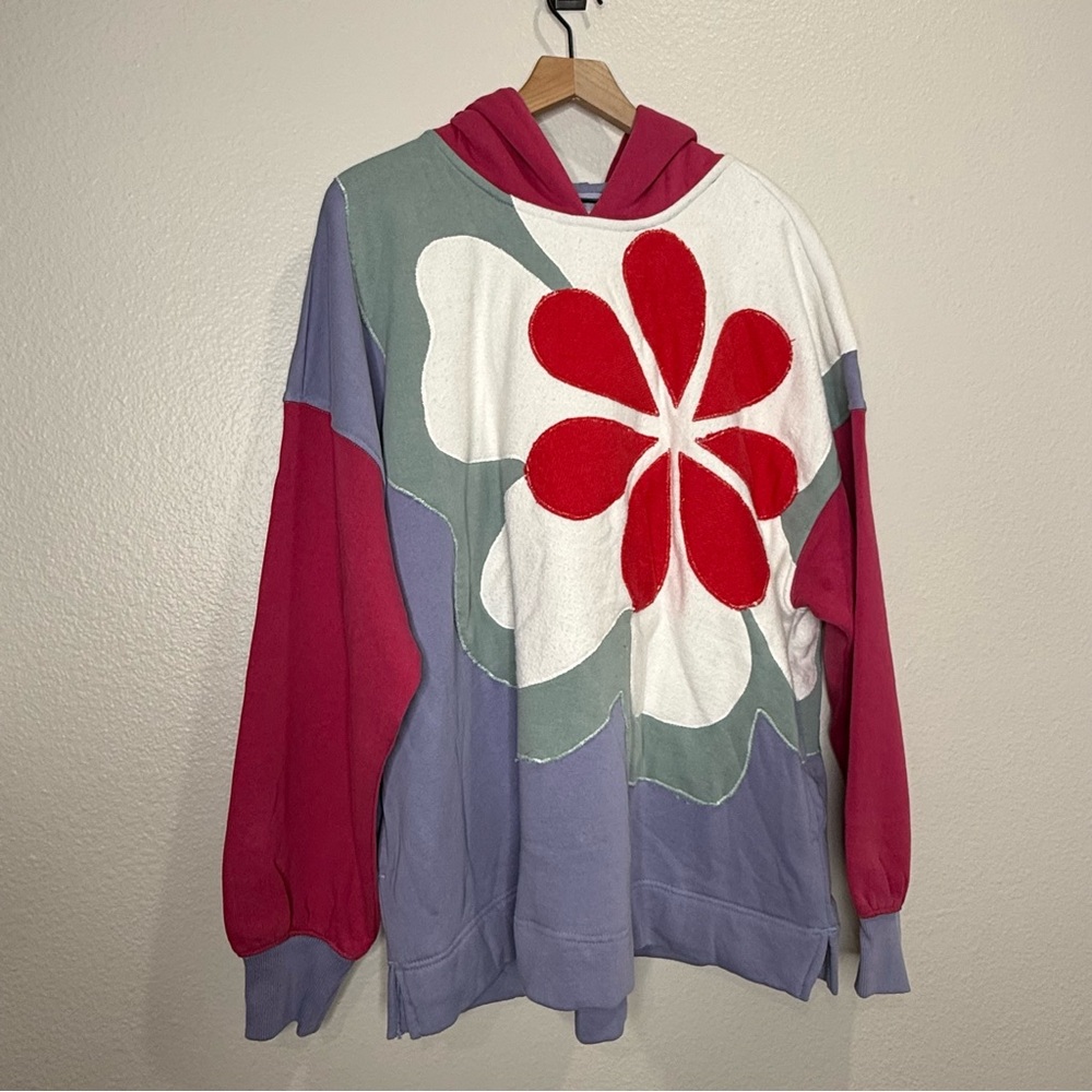 Free People Clover Stitch Sweatshirt In Poppy Combo - Picture 3 of 6